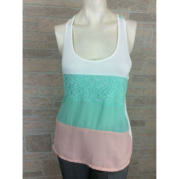 Pronto USA Tops - Pronto USA Pastel Colorblock Racer Back Shirt Top